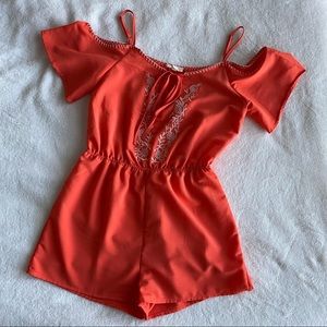 Coral romper outfit